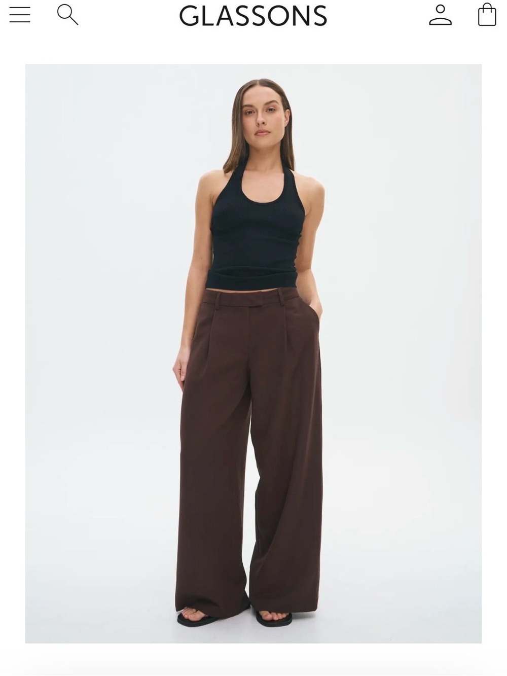Glassons Women's Low-rise Wide Leg Trousers in Dark Brown